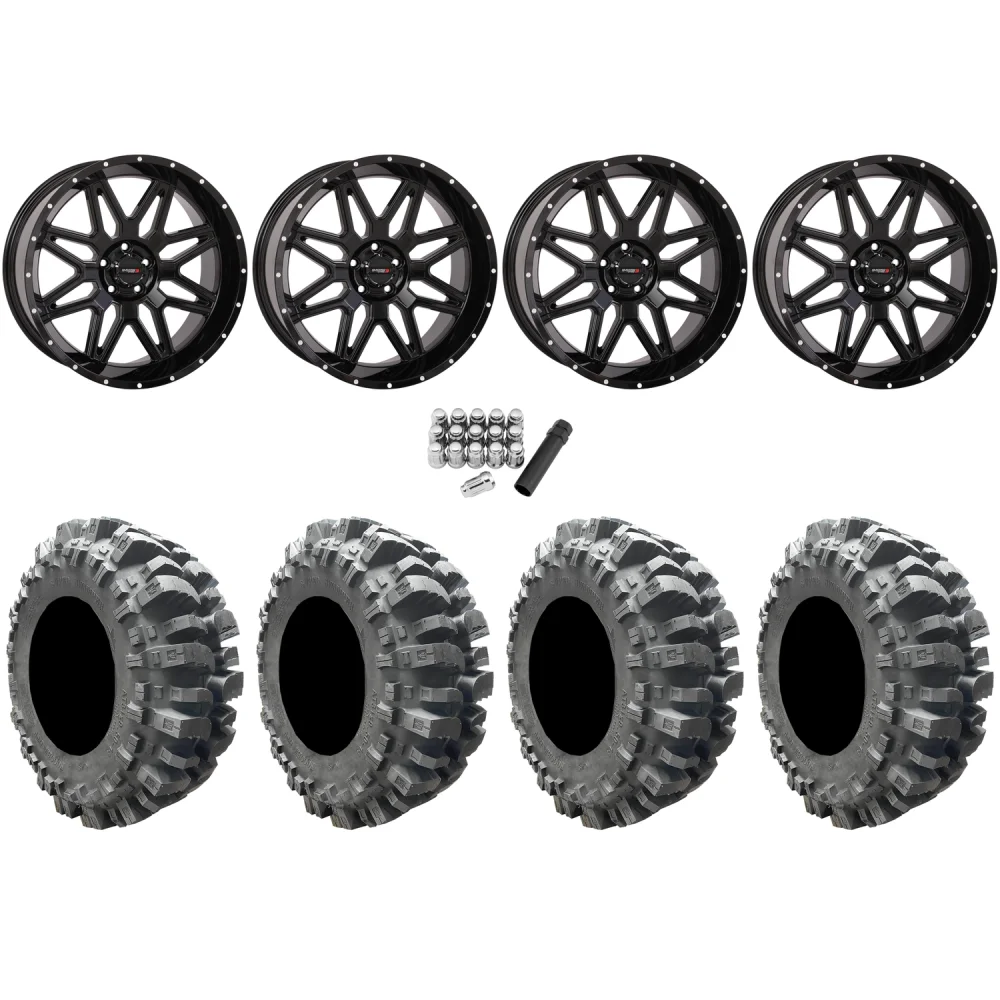 Interco Bogger 33x9.5-20 Tires on System 3 Offroad ST-7 Gloss Black Wheels, complete kit