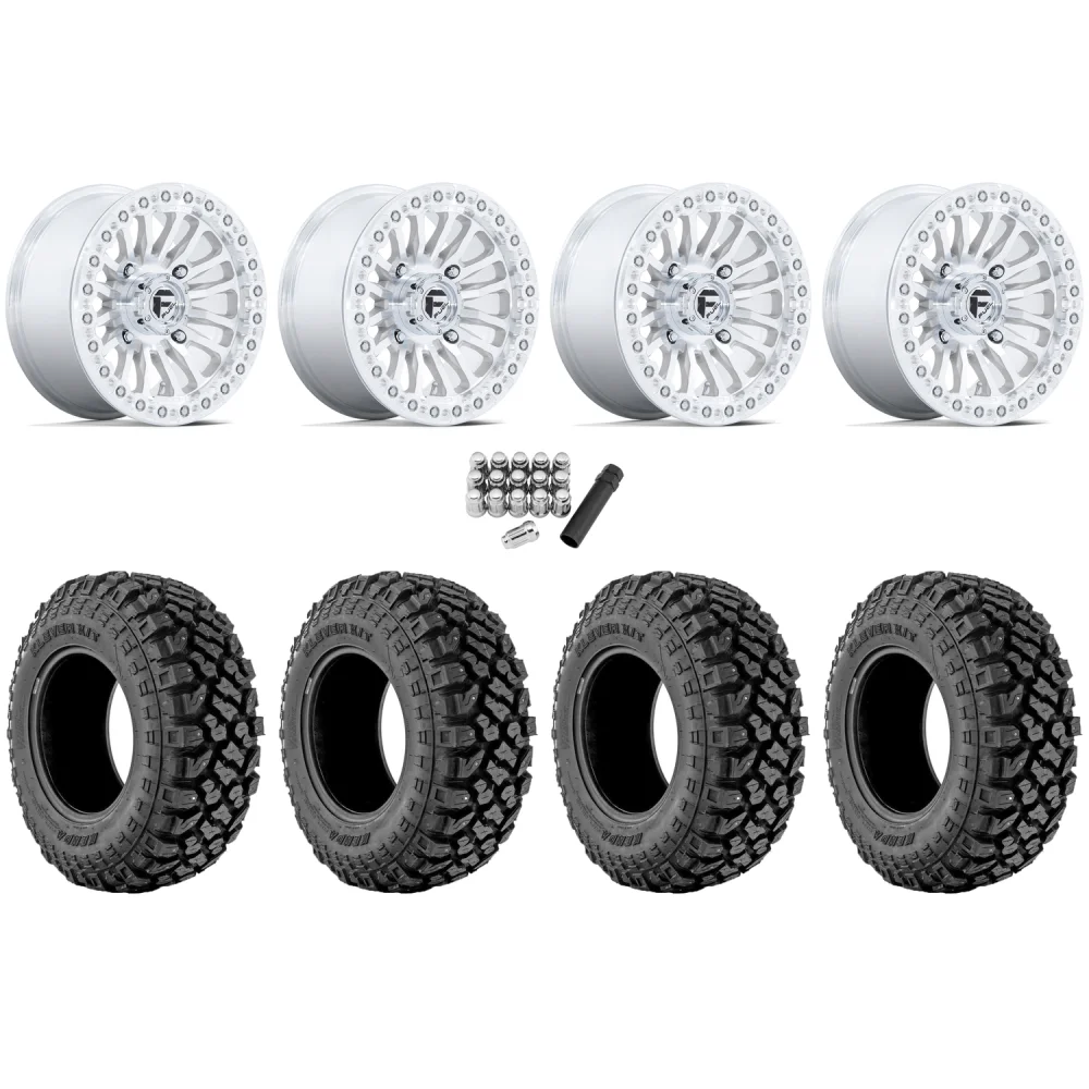 Kenda Klever X/T 35x10-15 (8ply) Radial Tires on Fuel Rincon Machined Beadlock Wheels, complete kit