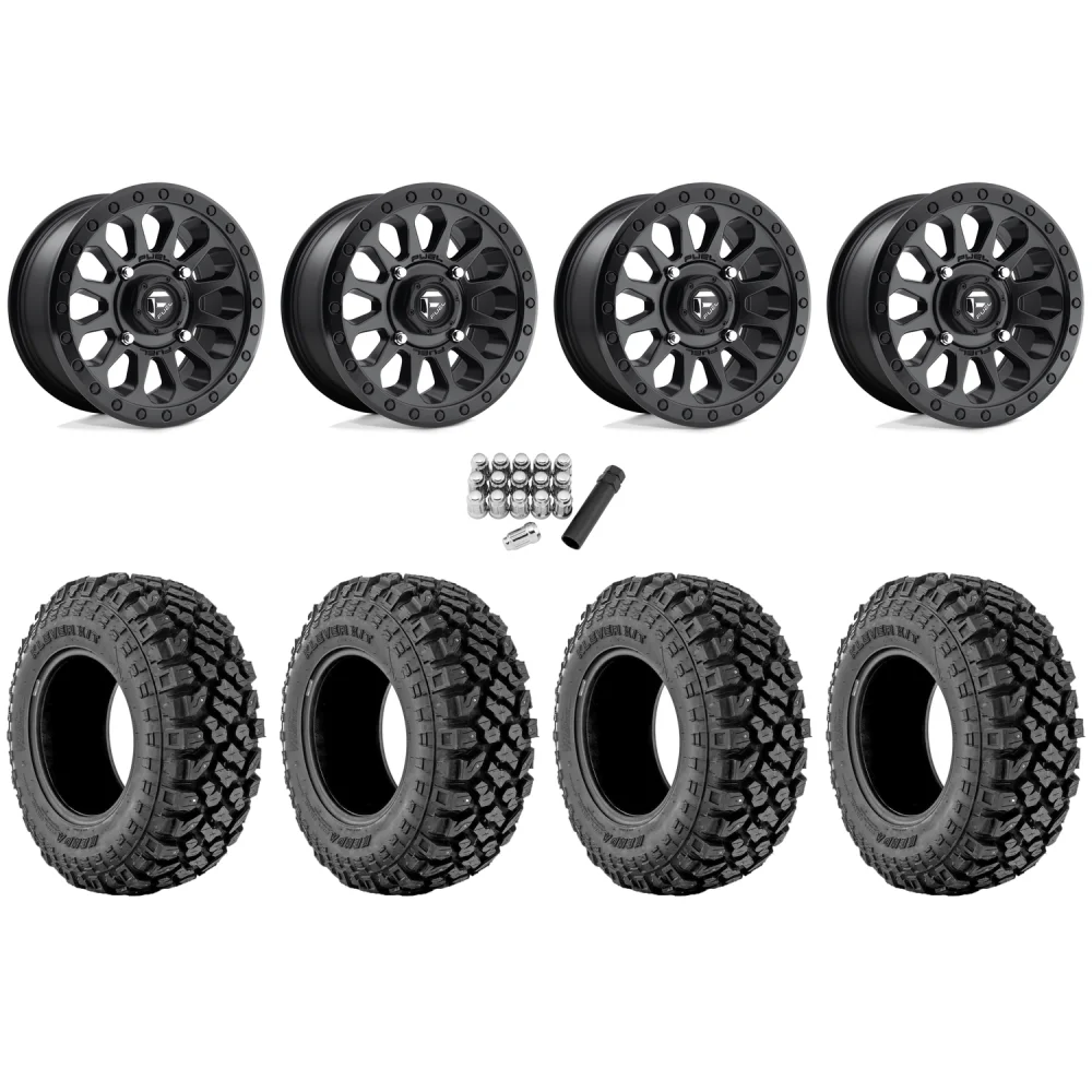 Kenda Klever X/T 35x10-15 (8ply) Radial Tires on Fuel Vector Matte Black Wheels, complete kit