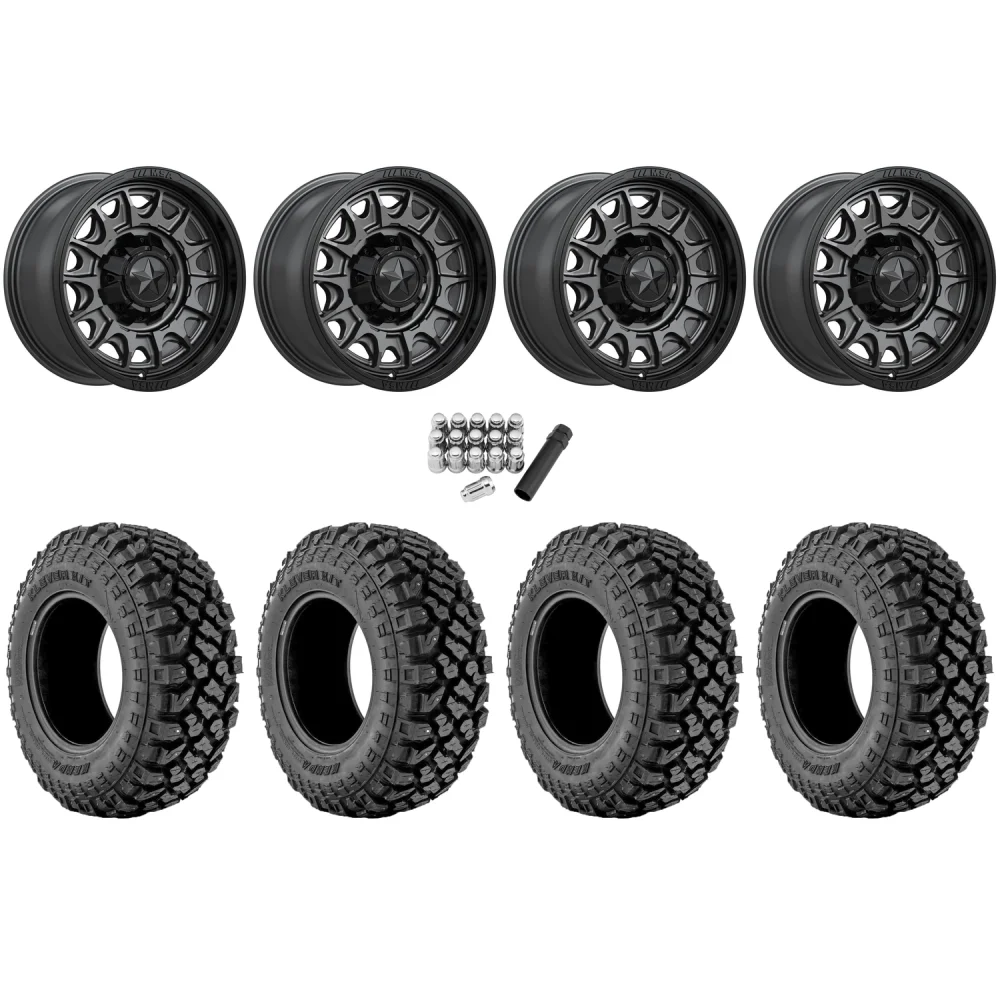 Kenda Klever X/T 35x10-15 (8ply) Radial Tires on MSA M55 Commander Matte Gunmetal Wheels, complete kit
