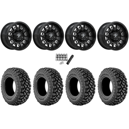 Kenda Klever X/T 32x10-15 Tires on MSA M55 Commander Gloss Black Milled Wheels