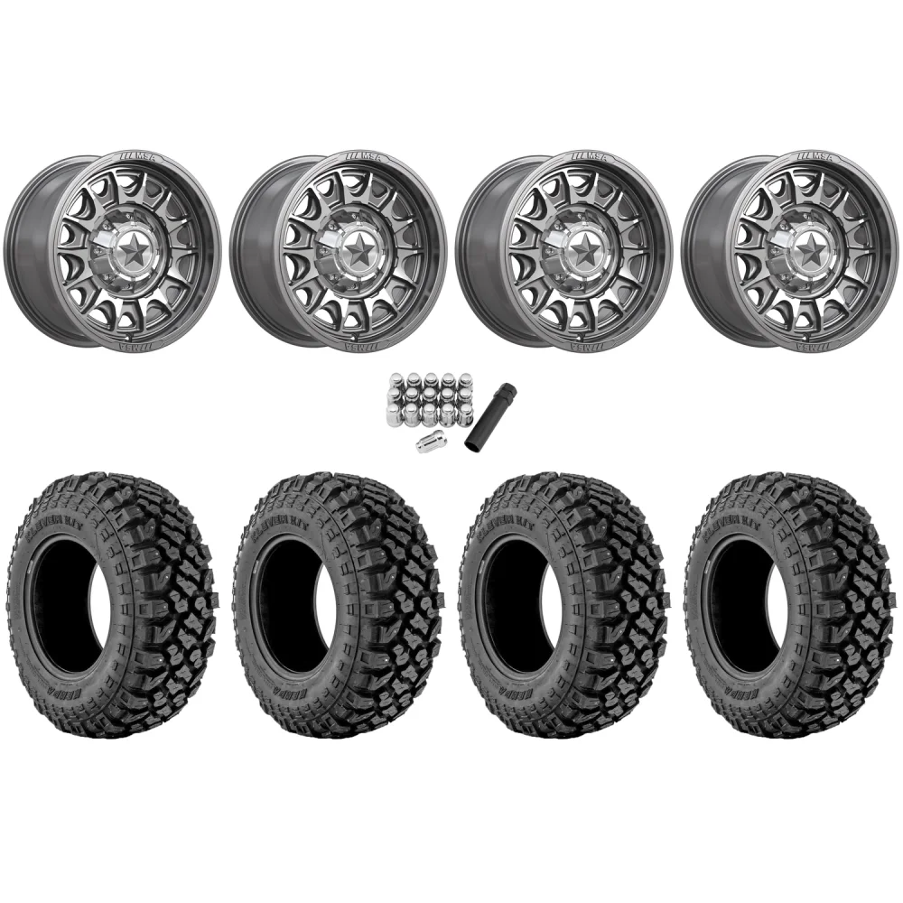 Kenda Klever X/T 32x10-15 Tires on MSA M55 Commander Platinum Machined Wheels, complete kit