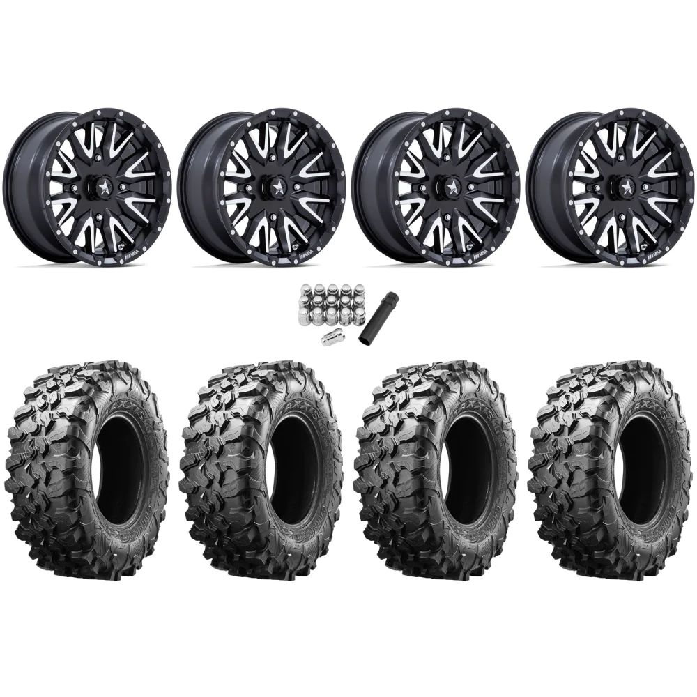 Maxxis Carnivore 30x10-14 Tires on MSA M49 Creed Matte Black & Machined Wheels, complete kit