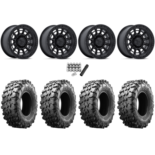 Maxxis Carnivore 32x10-15 Tires on Fuel Cycle Matte Black Wheels Maxxis Carnivore 32x10-15 Tires on Fuel Cycle Matte Black Wheels