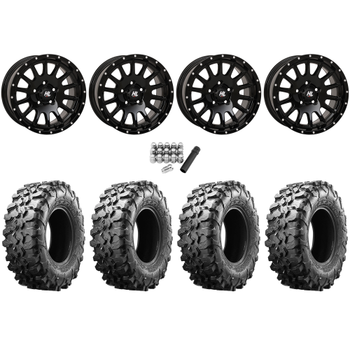 Maxxis Carnivore 33x10-15 Tires on High Lifter HL25 Gloss Black Wheels