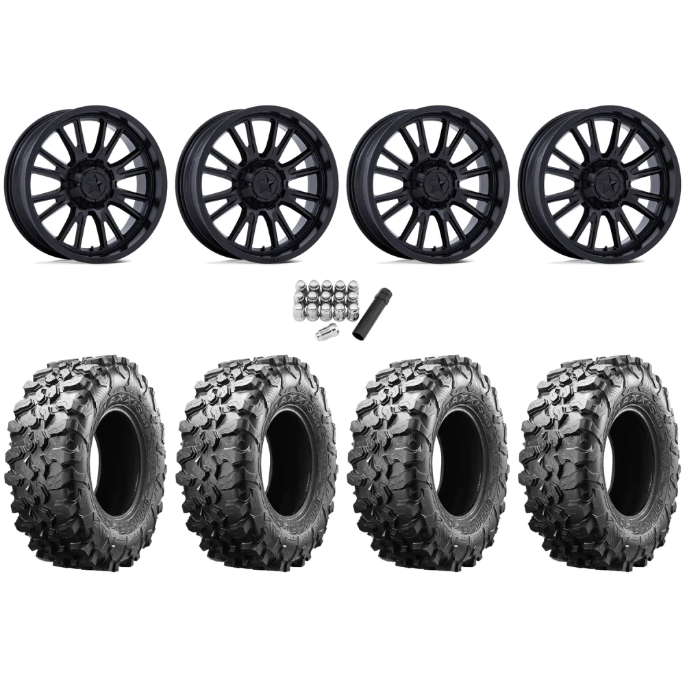 Maxxis Carnivore 33x10-15 Tires on MSA M51 Thunderlips Matte Black Wheels, complete kit