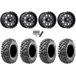 Maxxis Carnivore RT 28x10-14 (8ply) Radial Tires on Fuel Maverick Matte Black Milled Wheels