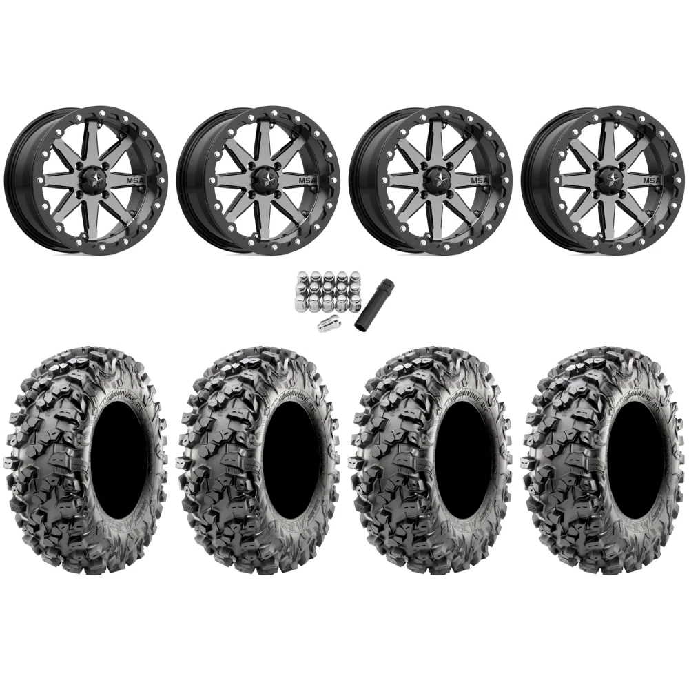 Maxxis Carnivore RT 30x10-14 (8ply) Radial Tires on MSA M21 Lok Gunmetal Beadlock Wheels, complete kit