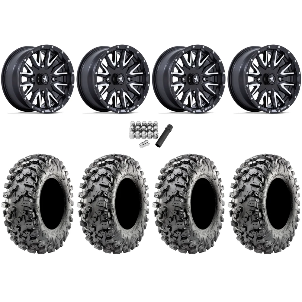 Maxxis Carnivore RT 28x10-14 (8ply) Radial Tires on MSA M49 Creed Matte Black & Machined Wheels, complete kit