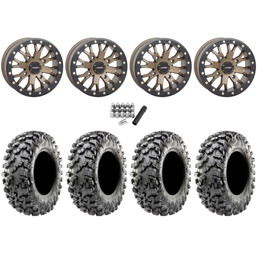 Maxxis Carnivore RT 30x10-14 (8ply) Radial Tires on System 3 Offroad SB-4 Bronze Beadlock Wheels, complete kit