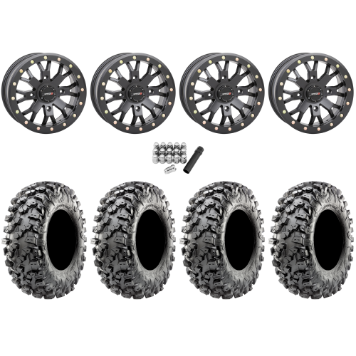 Maxxis Carnivore RT 28x10-14 (8ply) Radial Tires on System 3 Offroad SB-4 Matte Black Beadlock Wheels