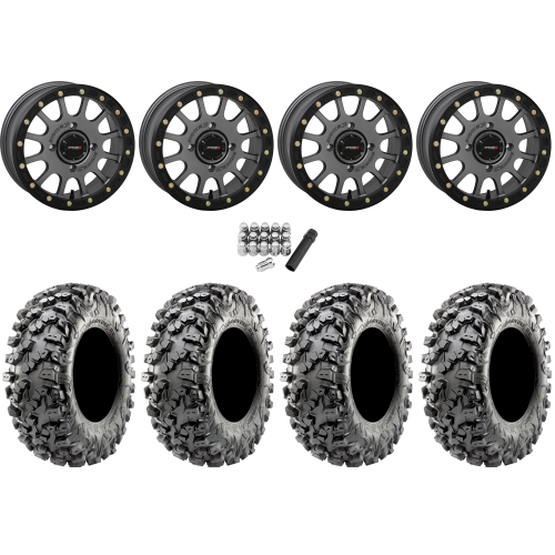 Maxxis Carnivore RT 30x10-14 (8ply) Radial Tires on System 3 Offroad SB-5 Gunmetal Grey Beadlock Wheels