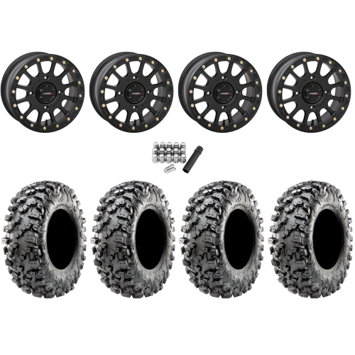 Maxxis Carnivore RT 32x10-14 (8ply) Radial Tires on System 3 Offroad SB-5 Matte Black Beadlock Wheels