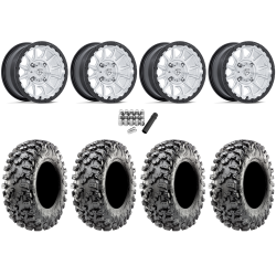 Maxxis Carnivore RT 30x10-15 (8ply) Radial Tires on Fuel Piston Hyper Silver Machined Wheels