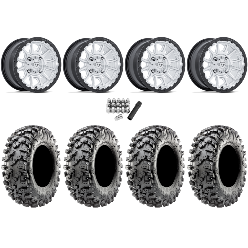 Maxxis Carnivore RT 32x10-15 (8ply) Radial Tires on Fuel Piston Hyper Silver Machined Wheels