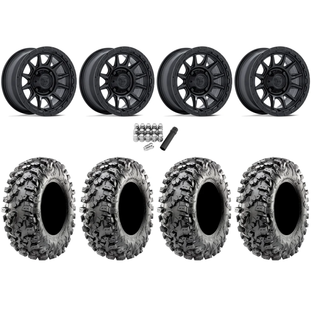 Maxxis Carnivore RT 32x10-15 (8ply) Radial Tires on Fuel Piston Matte Black Wheels, complete kit