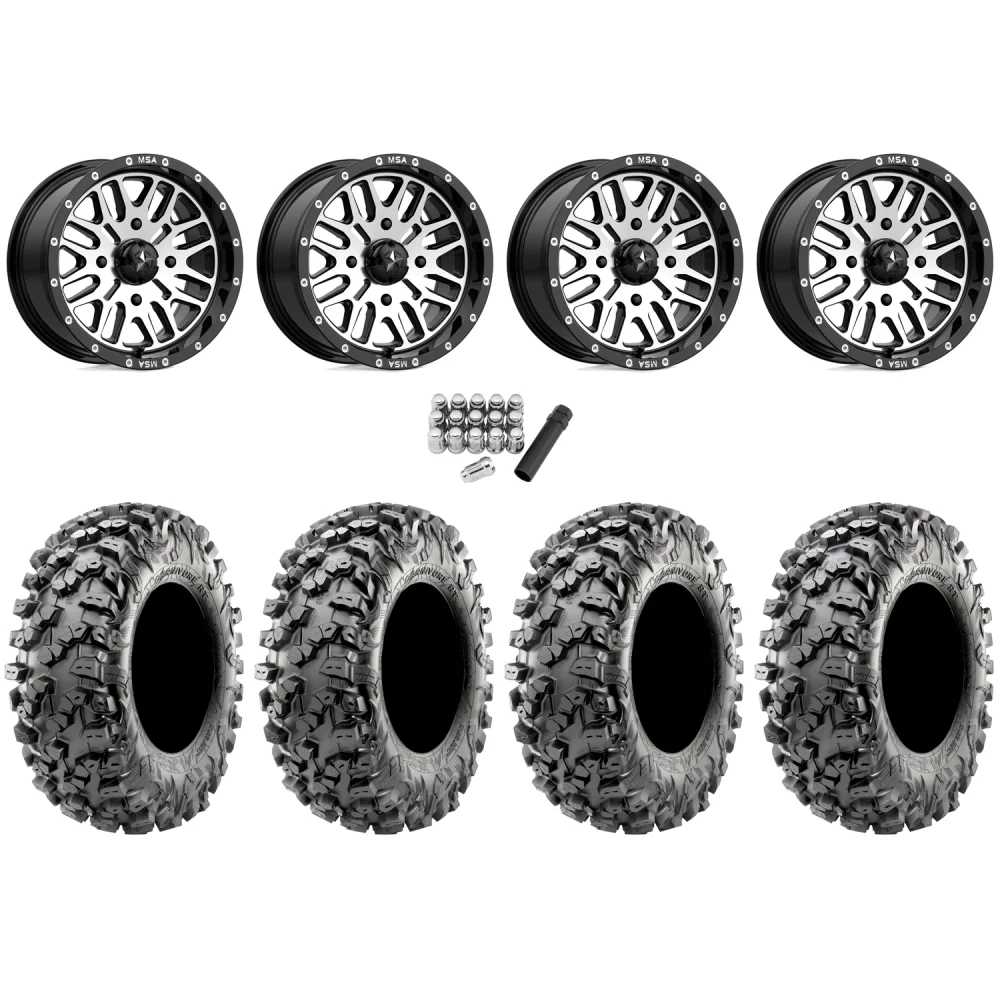 Maxxis Carnivore RT 32x10-15 (8ply) Radial Tires on MSA M38 Brute Machined Wheels, complete kit