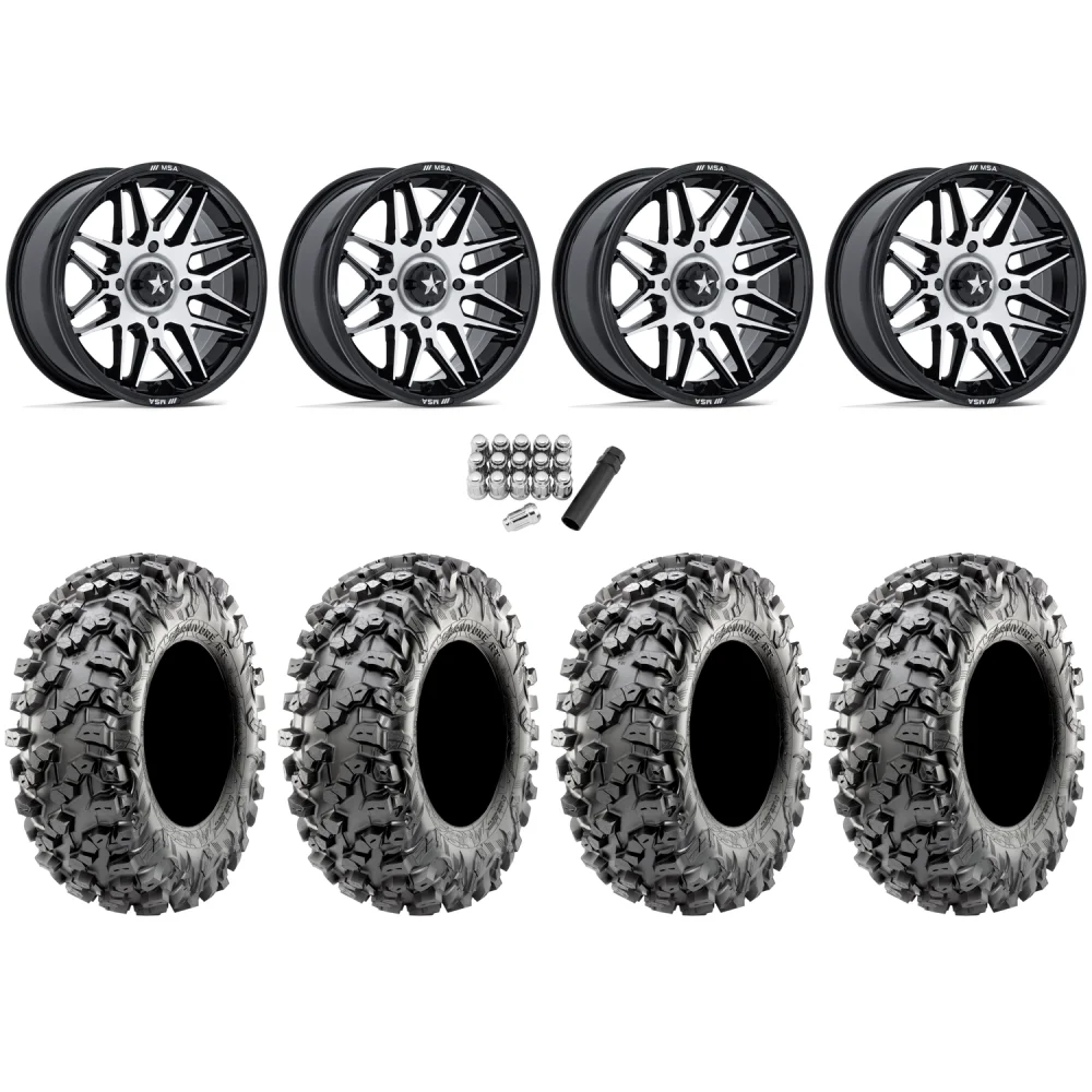 Maxxis Carnivore RT 30x10-15 (8ply) Radial Tires on MSA M52 Radar Machined Wheels, complete kit