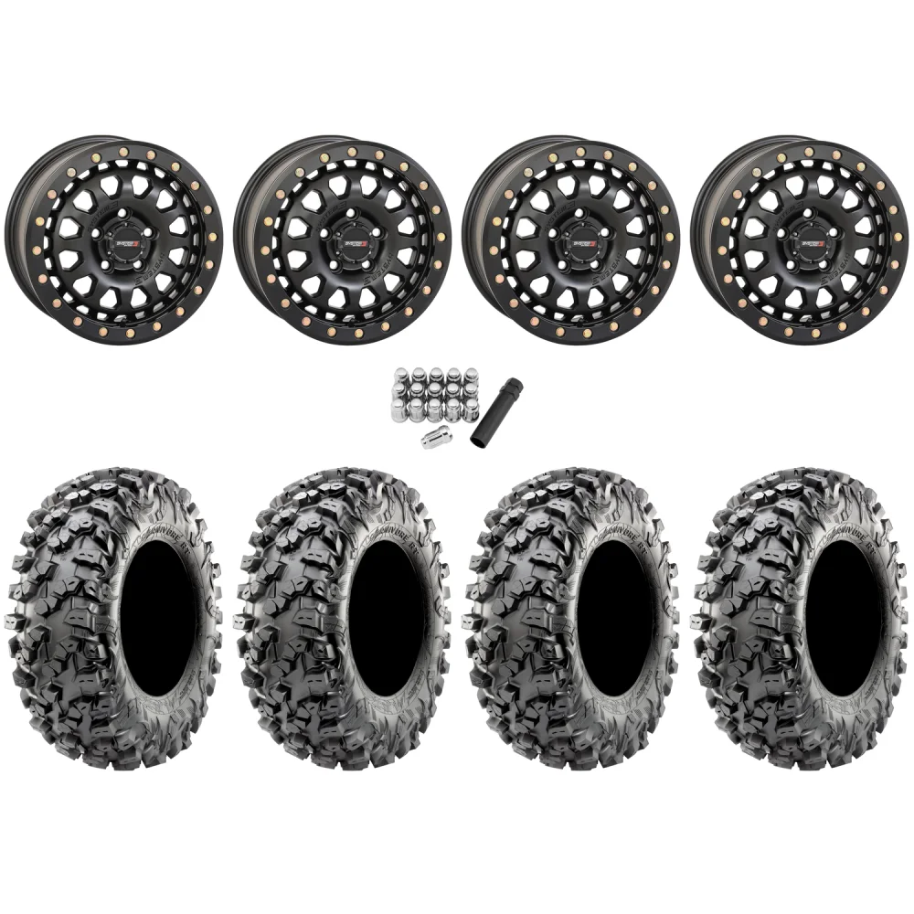 Maxxis Carnivore RT 32x10-15 (8ply) Radial Tires on System 3 SB-6 Matte Black Beadlock Wheels, complete kit