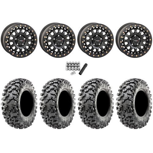 Maxxis Carnivore RT 30x10-15 (8ply) Radial Tires on System 3 SB-6 Matte Black Beadlock Wheels