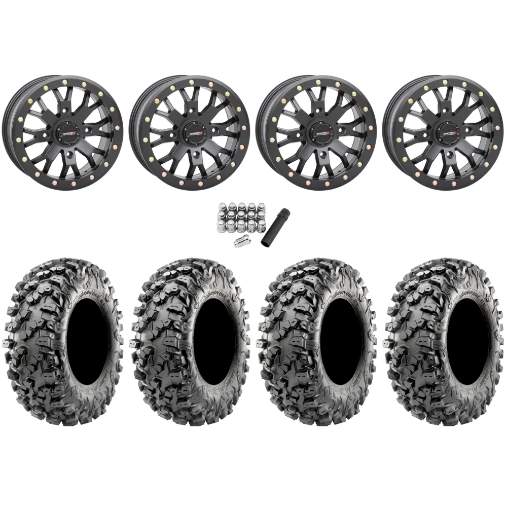 Maxxis Carnivore RT 30x10-15 (8ply) Radial Tires on System 3 ST-3 Matte Black Wheels, complete kit
