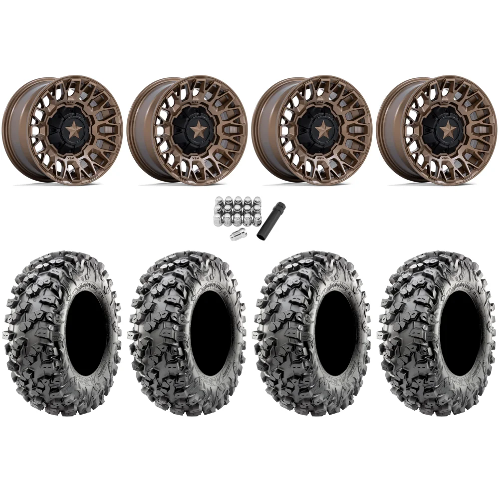 Maxxis Carnivore RT 32x10-15 (8ply) Radial Tires on MSA M50 Clubber Matte Bronze Wheels, complete kit