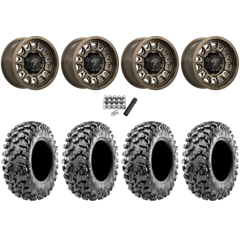Maxxis Carnivore RT 32x10-15 (8ply) Radial Tires on MSA M55 Commander Gloss Bronze Milled Wheels, complete kit