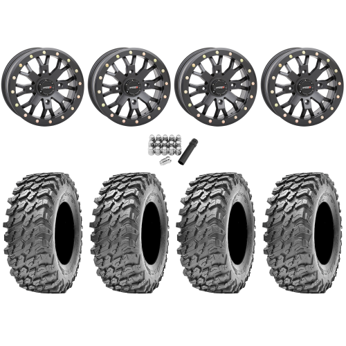 Maxxis Rampage 30x10-14 (8ply) Radial Tires on System 3 SB-4 Matte Black Beadlock Wheels