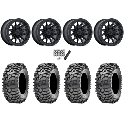 Maxxis Roxxzilla ML7 (Competition Compound) 32x10-15 Tires on Fuel Piston Matte Black Wheels