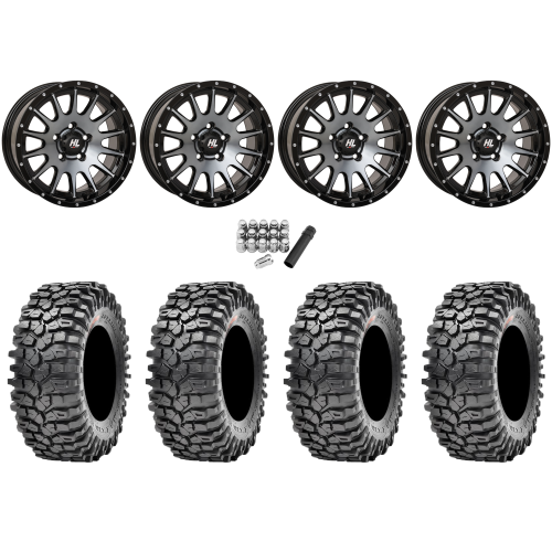 Maxxis Roxxzilla ML7 (Competition Compound) 32x10-15 Tires on High Lifter HL25 Dark Tint Grey Wheels