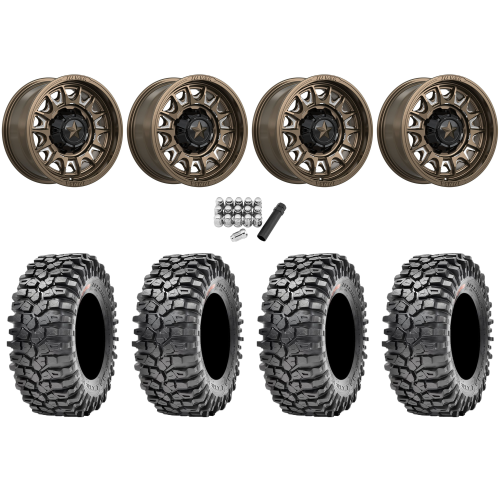 Maxxis Roxxzilla ML7 (Competition Compound) 35x10-15 Tires on MSA M55 Commander Gloss Bronze Milled Wheels