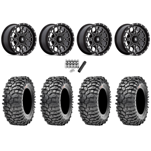 Maxxis Roxxzilla ML7 (Standard Compound) 32x10-14 Tires on MSA M45 Portal Gloss Black Milled Wheels