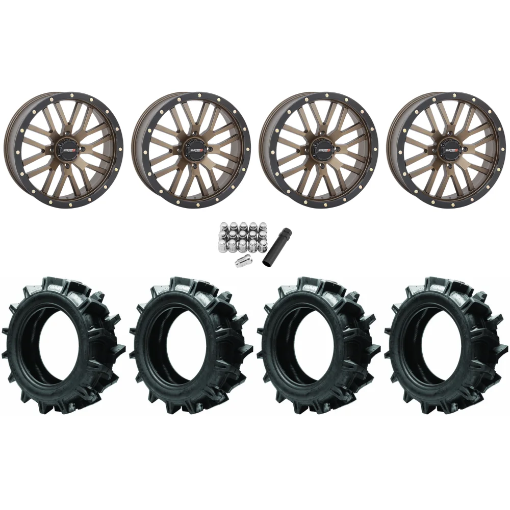 Quadboss QBT680 38x9.5-20 Tires on System 3 Offroad ST-3 Bronze Wheels, complete kit