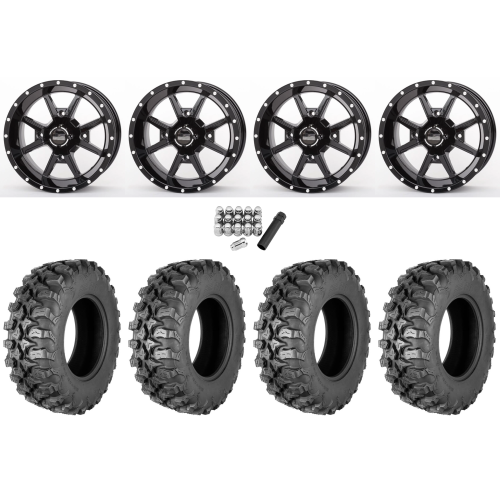 Quadboss QBT889 30x10-14 (8ply) Radial Tires on Frontline 556 Gloss Black Wheels