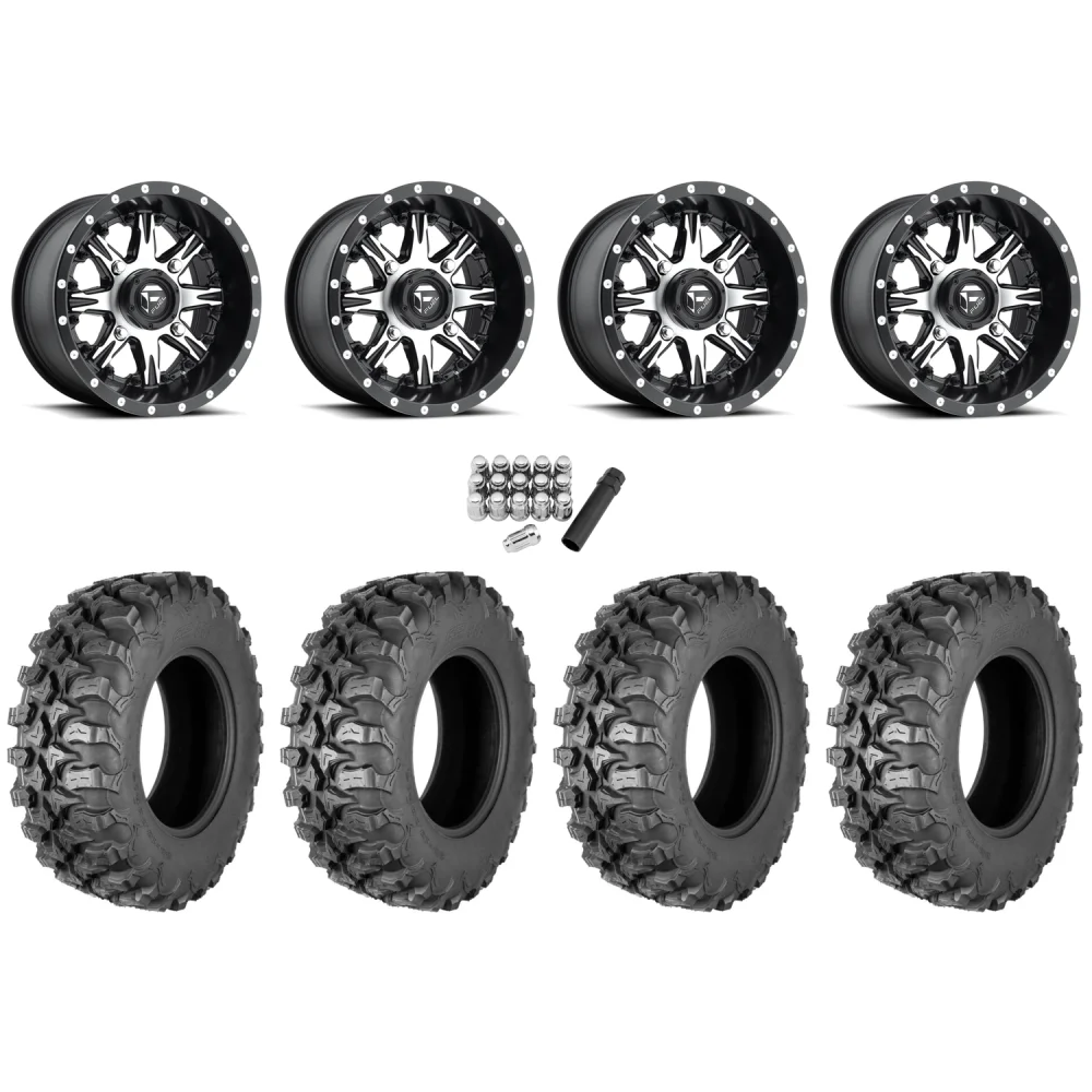 Quadboss QBT889 28x10-14 (8ply) Radial Tires on Fuel Nutz Machined Wheels, complete kit