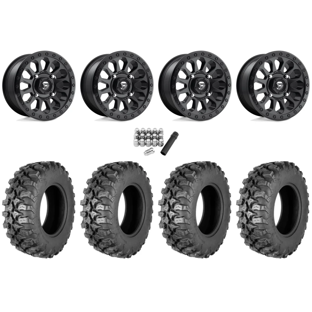 Quadboss QBT889 30x10-14 (8ply) Radial Tires on Fuel Vector Matte Black Wheels, complete kit