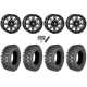 Quadboss QBT889 28x10-14 (8ply) Radial Tires on HL22 Gloss Black & Machined Wheels