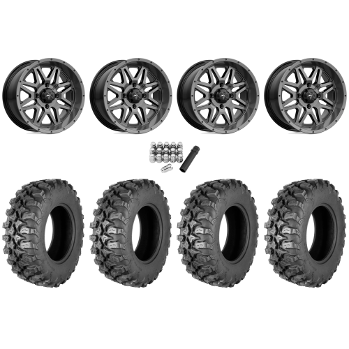 Quadboss QBT889 30x10-14 (8ply) Radial Tires on MSA M26 Vibe Dark Tint Wheels