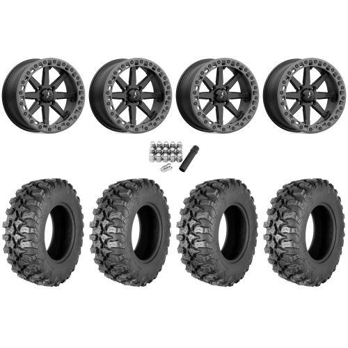 Quadboss QBT889 28x10-14 (8ply) Radial Tires on MSA M31 Lok2 Satin Black Beadlock Wheels