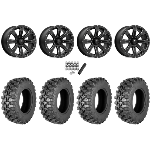 Quadboss QBT889 28x10-14 (8ply) Radial Tires on MSA M42 Bounty Satin Black Milled Wheels