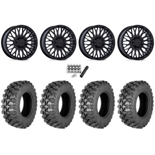 Quadboss QBT889 30x10-15 (8ply) Radial Tires on MSA M50 Clubber Gloss Black Wheels