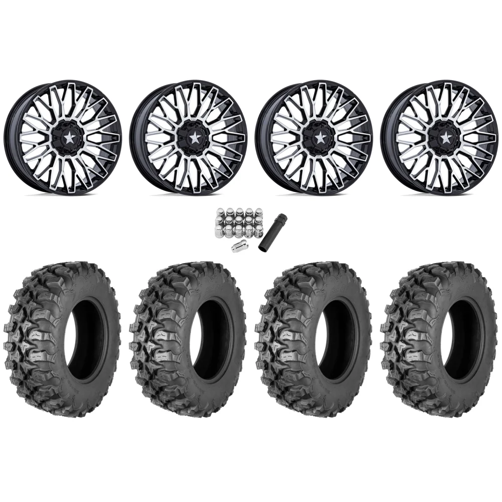 Quadboss QBT889 30x10-15 (8ply) Radial Tires on MSA M50 Clubber Machined Wheels, complete kit