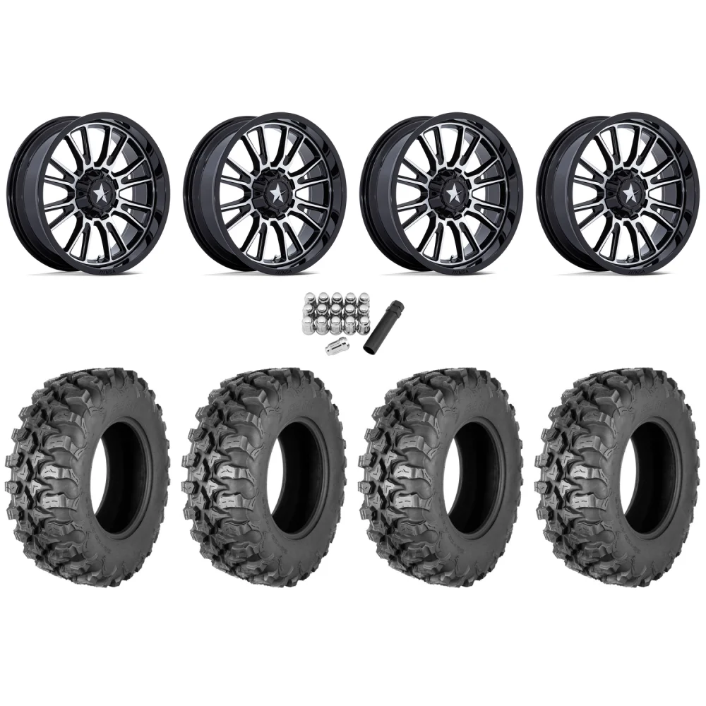 Quadboss QBT889 30x10-15 (8ply) Radial Tires on MSA M51 Thunderlips Machined Wheels, complete kit