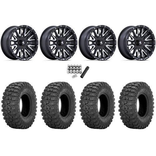 Sedona Rock-A-Billy 28x10-14 Tires on MSA M49 Creed Matte Black & Machined Wheels