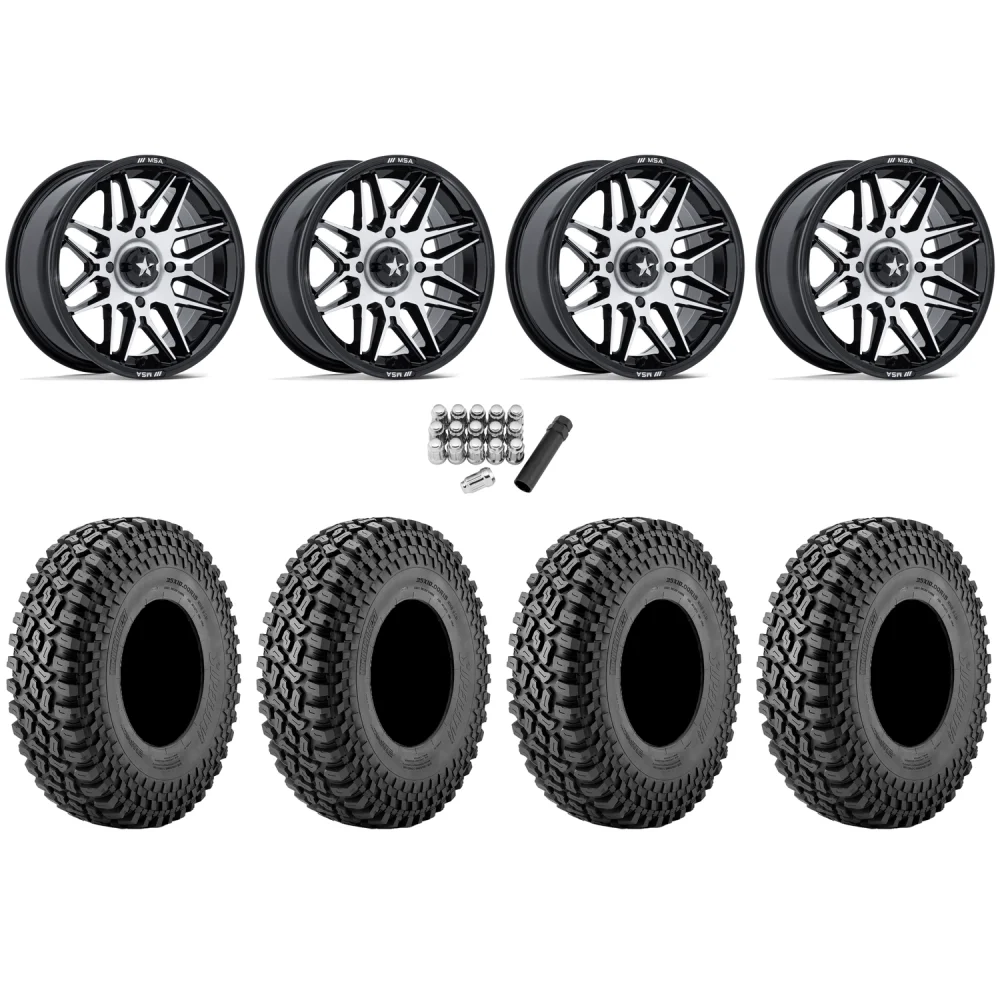 Incursion A/T 32x10-15 Tires on MSA M52 Radar Machined Wheels, complete kit