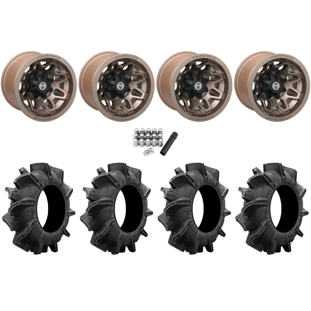 Assassinator Mud Tires 28x8-14 on Moose Offroad 416 X Bronze Wheels, complete kit