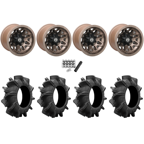Assassinator Mud Tires 28x8-14 on Moose Offroad 416 X Bronze Wheels