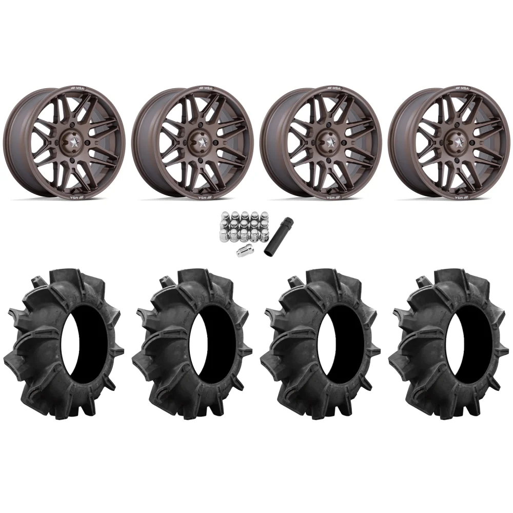 Assassinator Mud Tires 28x10-14 on MSA M52 Radar Matte Bronze Wheels, complete kit
