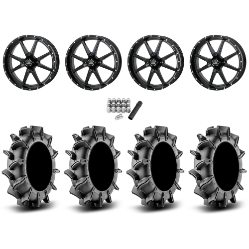 Assassinator Mud Tires 36x8-20 on Frontline 556 Gloss Black Wheels