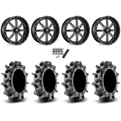 Assassinator Mud Tires 36x8-20 on Fuel Maverick Matte Black Milled Wheels